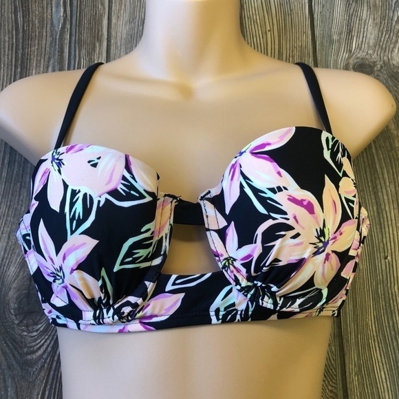 Xhilaration Black Floral Pattern Push Up Bikini - Picture 1 of 8